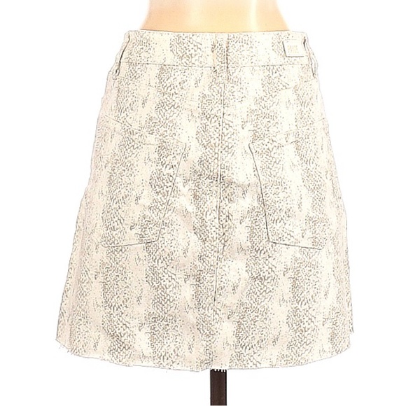 Paige Mini Skirt with Distressed Raw Edge in Neutral Print Women’s Waist 26 - Picture 2 of 12